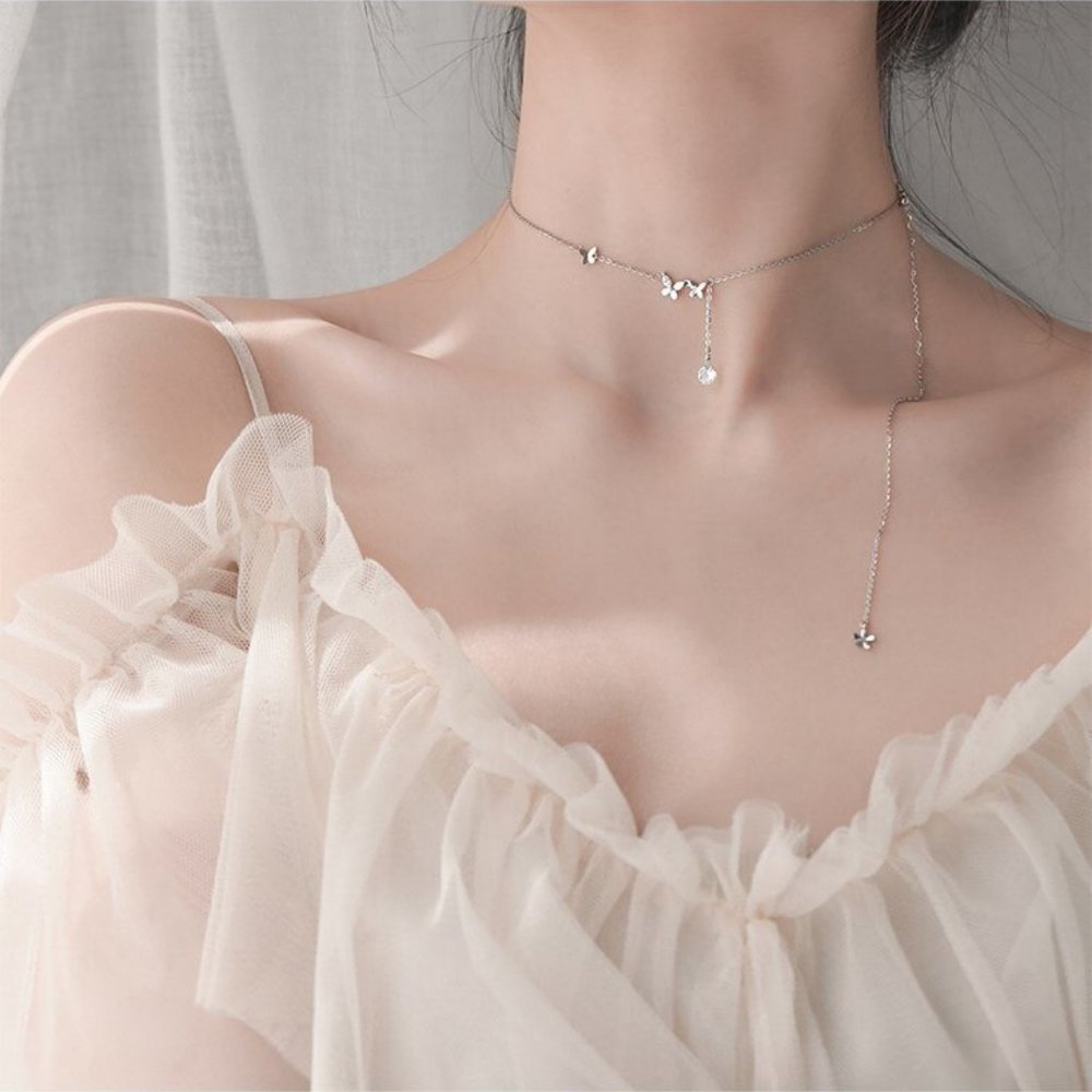 NEW Sterling Silver Diamond Butterfly Necklace - Picture 4 of 15
